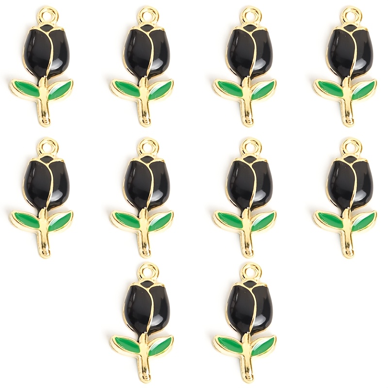 10pcs Multicolor Tulip Enamel Drip Oil Charms for DIY Crafting